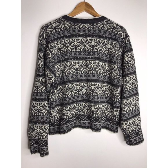 Vintage Woolrich Cardigan Sweater Women's Large Nordic Fair Isle Metal Clasps - Picture 8 of 10